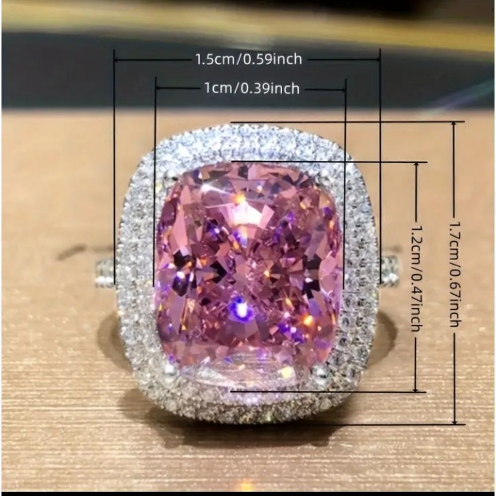 Pink Diamond Princess Cut Ring - Picture 5 of 12